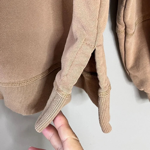 Mod Ref Womens Oversize Pullover Sweatshirt Ribbed Trim Sz S Brown Casual Comfy - Picture 7 of 14